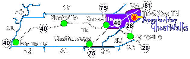 Appalachian GhostWalks Ghost Tour Map