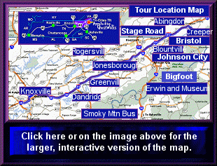 Appalachian GhostWalks Ghost Tour Location Map