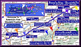 Appalachian GhostWalks Ghost Tour Location Map